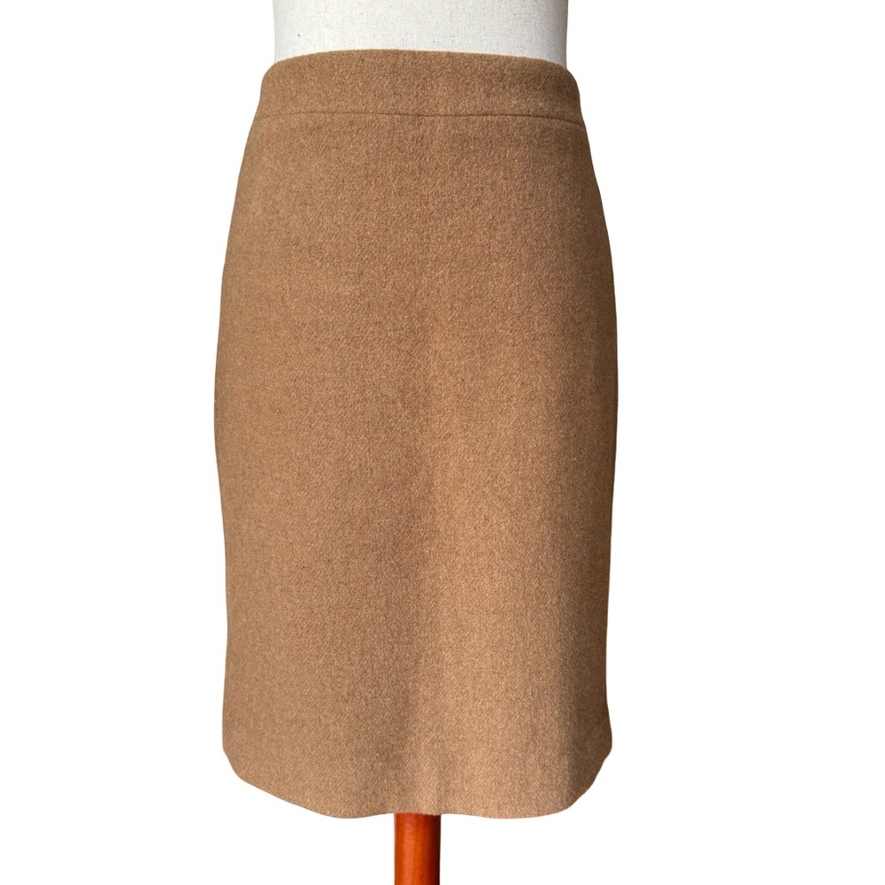 J Crew Women’s Elegant Tan Wool Blend Pencil Skirt Size 2 - Picture 2 of 8
